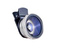 Lens Kit， Objectif de téléphone Portable 37 mm Professionnel 0,45 x 49 UV Super Grand Angle + Macro HD, Compatible avec iPhone Android 2 en 1 avec Clip Universel(Silver)