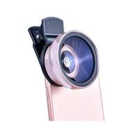 Lens Kit， Objectif Professionnel 0,45x 2 en 1, caméra à Clip Universel, Objectif de téléphone Portable, Grand Angle, Objectif de Streaming en Direct for différents Types(Pink)