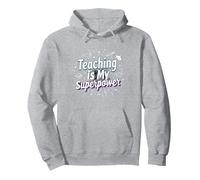 l'enseignement est ma Superpuissance Educator Pride Sweat à Capuche, Unisexe pour Adultes, Gris Chiné, M