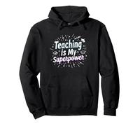 l'enseignement est ma Superpuissance Educator Pride Sweat à Capuche, Unisexe pour Adultes, Noir, XXL