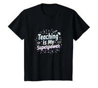 l'enseignement est ma Superpuissance Educator Pride T-Shirt, Enfant, Noir, 2 Ans
