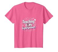 l'enseignement est ma Superpuissance Educator Pride T-Shirt, Enfant, Rose Chiné, 4 Ans