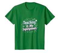 l'enseignement est ma Superpuissance Educator Pride T-Shirt, Enfant, Vert Kelly, 4 Ans