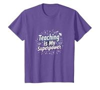 l'enseignement est ma Superpuissance Educator Pride T-Shirt, Enfant, Violet Chiné, 2 Ans
