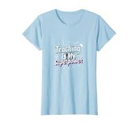 l'enseignement est ma Superpuissance Educator Pride T-Shirt, Femme, Bleu Céleste, L