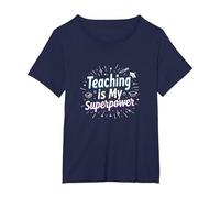 l'enseignement est ma Superpuissance Educator Pride T-Shirt, Femme Grandes Tailles, Bleu Marine, 3X