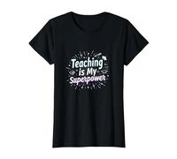 l'enseignement est ma Superpuissance Educator Pride T-Shirt, Femme, Noir, 3XL