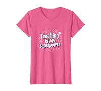 l'enseignement est ma Superpuissance Educator Pride T-Shirt, Femme, Rose Chiné, 3XL