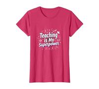 l'enseignement est ma Superpuissance Educator Pride T-Shirt, Femme, Rouge Chiné, L