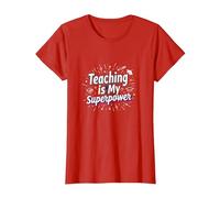 l'enseignement est ma Superpuissance Educator Pride T-Shirt, Femme, Rouge, XS