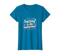 l'enseignement est ma Superpuissance Educator Pride T-Shirt, Femme, Saphir, 3XL