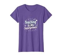 l'enseignement est ma Superpuissance Educator Pride T-Shirt, Femme, Violet Chiné, S