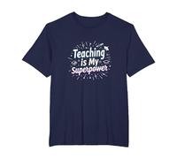 l'enseignement est ma Superpuissance Educator Pride T-Shirt, Homme Grandes Tailles, Bleu Marine, 6X Tall