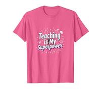 l'enseignement est ma Superpuissance Educator Pride T-Shirt, Homme, Rose Chiné, L