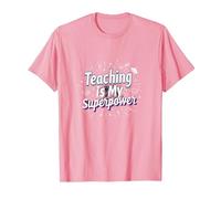 l'enseignement est ma Superpuissance Educator Pride T-Shirt, Homme, Rose, XXL