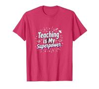 l'enseignement est ma Superpuissance Educator Pride T-Shirt, Homme, Rouge Chiné, 3XL