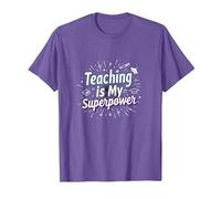 l'enseignement est ma Superpuissance Educator Pride T-Shirt, Homme, Violet Chiné, L