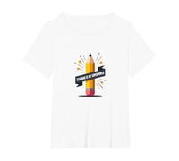 l'enseignement est Mon Super Pouvoir : éducateur inspirant, Enseignant T-Shirt, Femme Grandes Tailles, Blanc, 2X