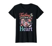 l'enseignement est Une œuvre de cœur Journée Internationale des Enseignants T-Shirt Graphique avec Valeur, Femme, Noir, L
