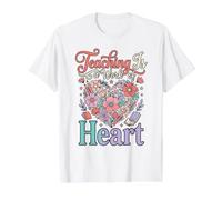 l'enseignement est Une œuvre de cœur Journée Internationale des Enseignants T-Shirt Graphique avec Valeur, Homme, Blanc, M