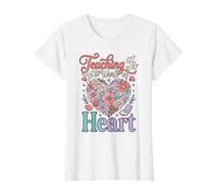 l'enseignement est Une œuvre de cœur Journée Internationale des Enseignants T-Shirt Graphique avec Valeur, Femme, Blanc, L