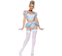 L'ensemble 4 pi ces Glass Slipper Cendrillon comprend un haut court en forme de c ur avec des manches en organza, une culotte porte-jarretelles a