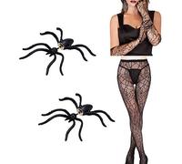 L'ensemble de Costumes d'halloween Comprend 1PC Halloween Spider Web Tights, 1 Paire de Clous d'oreille d'araignée, 1 Paire de Gants de Toile d'araignée pour Accessoire de Costume d'halloween