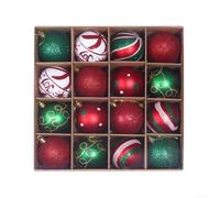 L'ensemble de décoration pour sapin de Noël comprend 16 boules en PVC de taille 6 cm ; excellent choix pour les vacances et les événements spéciaux (D)