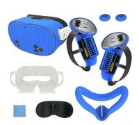 L'ensemble de housses en silicone pour Meta comprend 7 composants tels que la protection hôte des lunettes et le coussinet de nez anti-fuite (bleu)