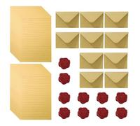 L'ensemble de Papeterie Vintage Papier, 10 Enveloppe Vintage 20 Enveloppe Papier à Lettre Ancienne et 10 Autocollants de Cire Papier Kraft pour Lettres Cadeaux Scrapbooking Invitations