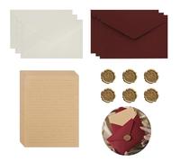 L'ensemble de Papeterie Vintage Papier, Papier Lettre et Enveloppe Vintage Avec 20 à Lettre Kraft 6 Enveloppe et Autocollants de Sceau en Cire pour Invitaciones de Boda, Bricolaje, Cumpleaños