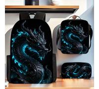 L'ensemble de sac à dos Spring Easter Dark Dragon comprend un sac à dos, une boîte à lunch et une trousse à crayons, ce qui le rend idéal pour une utilisation quotidienne à l'école, la randonnée, Maté