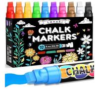 Lenski 10 Stylo Craie Pour Tableau Noir Effacable, Marqueur Craie Effacable | 3 en 1 Feutre Crai e, Effacable Stylo Craie, Feutre Craie pour le Verre Fenêtre, Idee Cadeau Noel Original