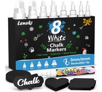 Lenski Stylo Craie Pour Tableau Noir Effacable, Marqueur Craie Effacable | Feutre Crai e, Effacable Stylo Craie, Feutre Craie pour le Verre Fenêtre Lot de 8 (1mm、3mm、6mm、10mm、15mm), Idee Cadeau Noel
