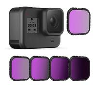 LENSKINS Lot de 4 filtres ND pour GoPro Hero 8 Noir : Style Minimaliste, Verre Optique et Aluminium, densité Neutre et Effets polarisants, Multicouche, HD Slim, CPL, ND8, ND16, ND32