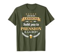 Lensois boit la Pression bière Humour fête Lens T-Shirt, Homme, Olive, 3XL
