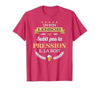 Lensois boit la Pression bière Humour fête Lens T-Shirt, Homme, Rouge Chiné, L