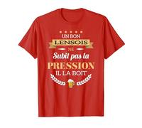 Lensois boit la Pression bière Humour fête Lens T-Shirt, Homme, Rouge, M