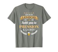 Lensois boit la Pression bière Humour fête Lens T-Shirt, Homme, Vert Kaki chiné, L