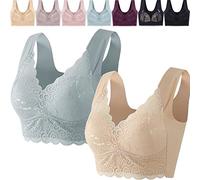 LENSSE Healthfit Soutien-gorge de désintoxication lymphatique en tourmaline pour femme, Bleu+peau, M