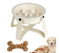 Lent pour chiens, assiette anti-étouffement en céramique et métal avec support - Assiette portable avec base en acier pour usage quotidien en intérieur et en extérieur, alimentation