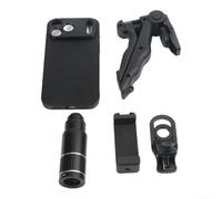Lentille de caméra de téléphone à grossissement élevé 22x pour smartphone en métal HD zoom optique monoculaire pour la nature, la chasse, la randonnée, le camping, les voyages, noir compact (pour 17