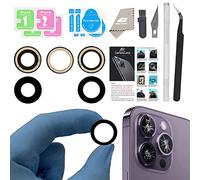 Lentille de rechange pour appareil photo arrière avec adhésif pré-installé compatible avec iPhone 14 Pro/14 Pro Max (3 pièces/ensemble) avec outils de réparation et manuel d'installation (français non