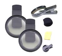 Lentille de téléphone Intelligent polarisée de 52mm, Kit de Filtre d'objectif de caméra Cpl Clip-on Téléphones polarisés avec Cadre Rotatif et Couverture protectrice pour téléphone (2PCS)