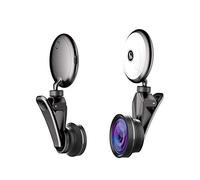 Lentille de téléphone portable avec flash LED beauté, objectif macro 50x, objectif grand angle 150°, 9 luminosités réglables pour téléphone portable iPhone, Samsung, B