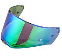 Lentille de visière de casque, Apte à LS2 FF390 Lentille de rechange casque moto Full Flefer Visage avec des trous film anti-brouillard transparent Visière fumée arc-en-ciel argentée(Chorme green)