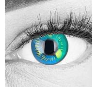 Lentilles couleur cosplay - manga, anime türkis. Pour Halloween, fantaisie, Carnaval + étuis à lentilles de contact I 1 paire (2 pièces) I sans correction I 0,00 Dioptries MERALENS