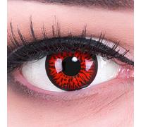 Lentilles couleur rouge noir - vampire red demon Pour Halloween, Shrovetide, Carnaval + étuis à lentilles de contact I 1 paire (2 pièces) I sans correction I 0,00 Dioptries MERALENS