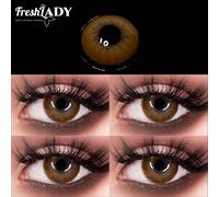 Lentilles de contact colorées naturelles Freshlady Pupilentes Latte 14,20 mm, lentilles de contact colorées jetables 1 an Hydrogel