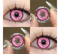 Lentilles de contact de cosplay d'Halloween roses, 1 paire de lentilles de contact colorées folles, 14,50 mm, agrandit vos yeux pour les rendre plus grands Hydrogel